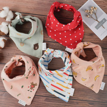 5-bar button triangle baby towel double-sided printing double-layer bib spit newborn baby triangle towel
