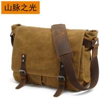 American retro oil wax canvas single shoulder inclined satchel outdoor recreational military fan car computer postman Cambridge bag man