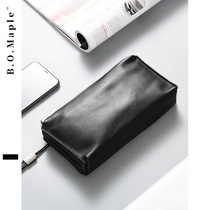 BOMaple high-grade handbag mens leather soft leather business casual small mens long mobile phone wallet clutch