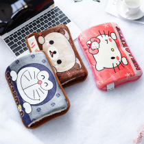2020 new soft cartoon print double plug-in rechargeable hot water bag fashion hand warm treasure warm hand bag