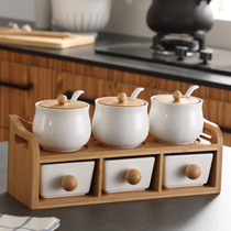 Seasoning box combination set home creative seasoning tank ceramic seasoning bottle jar seasoning box salt jar storage box kitchen