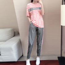 Casual sports suit womens 2021 summer new Korean fashion loose thin sportswear suit two-piece tide