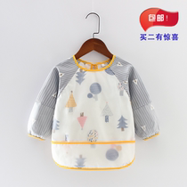 Childrens eating coat baby waterproof long sleeve anti-dressing baby cotton anti-dirty bib male and girl rice pocket outside