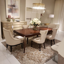 Light extravagant solid wood dining table and chairs combined suit American modern minima small family type rectangular table custom furniture
