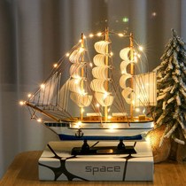 Smooth sailing boat model ornaments male and female graduates Day gifts with lights wooden decorative crafts creativity