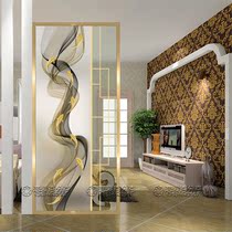 Modern minimalist art glass custom living room screen shielding small apartment frosted entrance partition wall