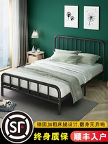 Iron bed double bed reinforcement bold rental room with iron frame bed Girl anti-sound high-end ins Wind Nordic wind Net Red