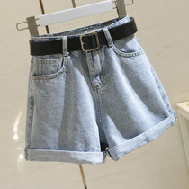 Hong Kong pop brand net red high waist denim shorts womens summer new Korean version loose thin crimped wide leg a word hot pants