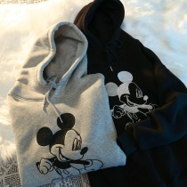 South Korea 2021 autumn and winter New embroidery couple hooded Mickey sweatshirt female loose Korean hoodie coat size