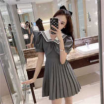 Navy style dress female 2021 New French waist slim College wind doll collar small man short skirt summer