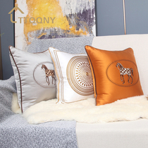 Light extravagant sofa hug Nordic minimalist orange cushions Pillow Cover Living-room Embroidery Leaning Pillow Waist Pillow High End Without Core