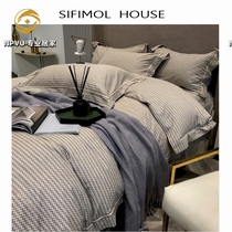 NPVUs light lavish velvet cotton mill wool pure cotton four pieces of summer thickened bed bedding full cotton high-end bed sheet quilt cover