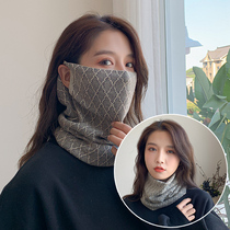 Women with scarf in autumn and winter can hang ear mask warm neck protection collar trend Joker scarf thickened windproof outdoor face cover