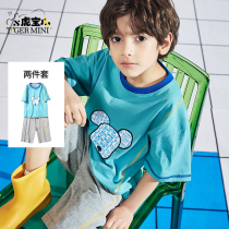 Xiaohu Bao Pediatrics Flagship Store QEE Joint Boy Summer Pure Cotton Suit 2022 New Children Short Sleeves Two Sets