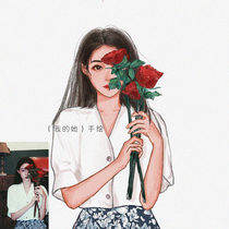 (My her) hand-painted avatar design custom watercolor Cartoon Cartoon photo logo anime couple wedding ceremony