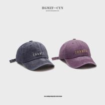 Hat female summer retro washed baseball cap male sunshade breathable version Joker student letter embroidery soft top cap cap