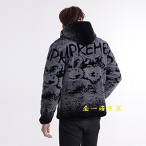 High-end faux cashmere fur coat mens wolf head fur jacket mens golden sable fleece coat mens