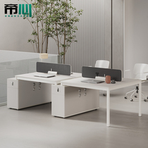 Designer white staff desk simple modern 8 staff four work stations 2 4 6 people computer table and chair combination