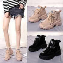 Thick Bottom Martin Boots Woman 2021 Fall Inn Wind High heel 100 Heightened Rough Heel Small Sub Autumn Winter Retro Short Boots