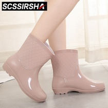 Slion Royals Waterproof Shoes Rain Shoes Rain Boots Women Summer Adults Working Rubber Shoes Nets Red New Fashion Models Outside Wearing Water Boots Slip