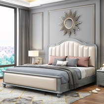 Solid wood bed American 1 8 meters light luxury bed Double king bed Master bedroom Princess bed European modern simple storage wedding bed