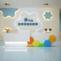 Company Roast Lacquer Front Desk Reception Desk Straight Modern Beauty Salon Collection Silver Desk High-end Hotel Bar Desk Set Up