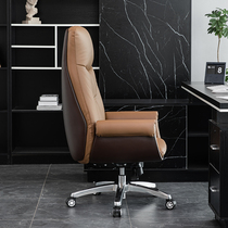 Owner chair genuine leather for long sitting swivel chair computer chair home business large class chair desk chair comfortable and lying office chair