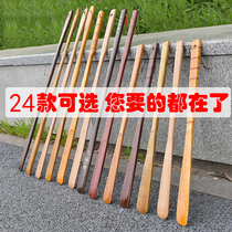 Solid Wood shoestring long handle household shoe carrying small extension portable shoestring long portable shoebule long postfree shoe