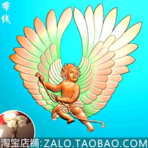 Little Angel Wings Angel with Line European Character Boy Wood Carving Stone Carving Exculpture JDP Relief BMP