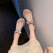 Sandshoes Women in summer 2022 New one-word cingulum design senses small crowd temperament cool drag fashion water drill small balsamic wind