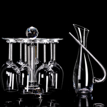 Crystal diamond upside-down cup holder rotating wine cabinet ornament shelf goblet wine glass home set decanter