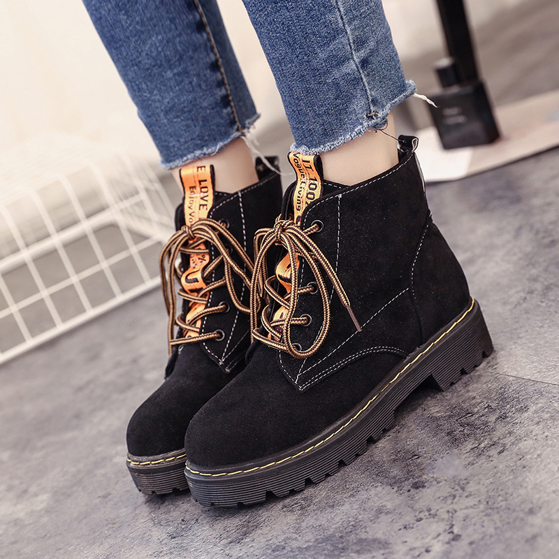 2018 autumn and winter new thick bottom with Korean women's shoes short boots wild women's boots fashion students Martin boots cotton boots