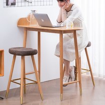 Small household solid wood bar table and chair combined balcony leisure tables and chairs Nordic long bar table severance high-foot table
