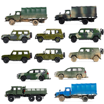 Military model liberation truck Alloy car model sound and light metal jeep Warrior Childrens toy Adult decoration