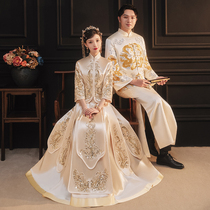 Xiuhe clothing summer bride 2021 New Golden Chinese style female Chinese bridal clothing thin style show kimono Xiuhe