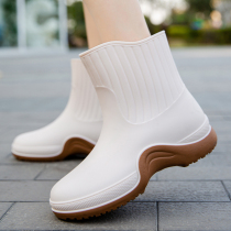Rain Shoes Female Non-slip Plus Suede Detachable Rain Boots Winter Thickened fashion Exterior Wear Warm Middle Silo Rubber Shoes Plus Suede Woman