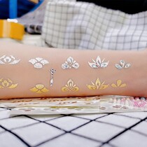 Floral eyebrow eyebrow with hanfu gown print Beauty Write a real tattoo sticker waterproof male and female durable children forehead stickers