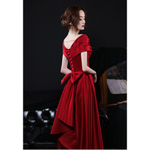  Toast dress bride 2020 new cover-up 2021 spring summer small burgundy engagement dress satin