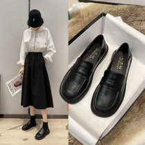 British style black small leather shoes women spring and autumn 2021 New jk shoes flat loafers a single pedal shoes