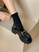 Spring Edge Clear Thick Bottom Lefu Shoes 2022 New Summer Inn Wind Small Leather Shoes Woman Design Sensation Little Black Single Shoes