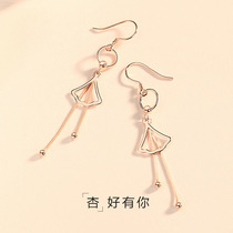 Lao Fengxiang Rui s925 pure ginkgo leaf exquisite earrings female Korean temperament long tassel hipster trend earrings