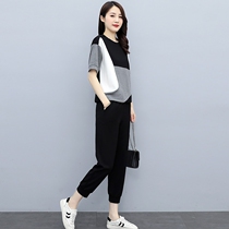 Casual Ice Silk Sports Suit Women Summer 2022 New Pop Mom Fashion OS Fashion OS Little Taller