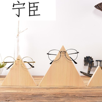 Glasses shop solid wood glasses display frame Geometric triangle display cabinet display decoration display props glasses frame wholesale