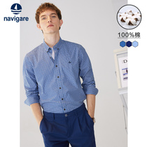 Navigare Italian small sailing cotton long sleeve plaid shirt mens 2021 Spring and Autumn new casual top