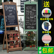 Solid Wood retro old vertical flower stand small blackboard restaurant shop commercial handwriting promotion billboard drawing board