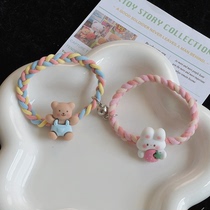 Original Brown Bear Couple Magnetic Bracelet A pair of boyfriend cute strawberry rabbit girlfriend to suck little leather Han edition