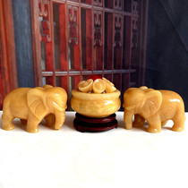 Natural beige jade elephant ornaments absorbent fortune town house living room office decoration jade cornucopia handmade