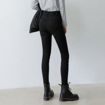 Black skinny jeans women autumn and winter 2021 New High waist slim small feet pencil pants plus velvet pants