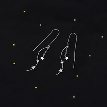 s925 pure silver arched star ear line woman 2021 new temperament supersens face slim earrings wave flummired