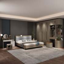 Bedwardrobe combination suite Bedroom furniture modern minimal master bedroom furniture bed and closet combined cabinet